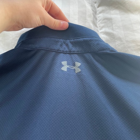Under Armour XXL Mens Navy Blue Breathable Stretchy Polo with Collar - Picture 7 of 7